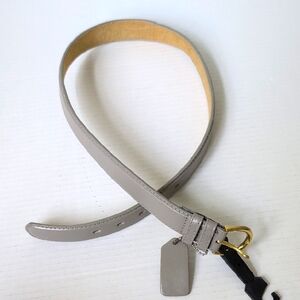 New Women's Gray Faux Leather Belt with Gold Buckle Size Small